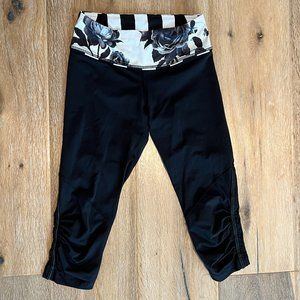 Lululemon Floral Band Black Leggings Black White & Pink 4